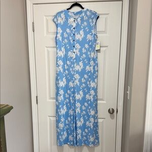 Blue Floral Button-Front romper